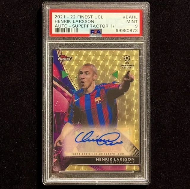 Henrik Larsson 1/1 SuperFractor Auto Topps Finest UCL 21/22 Barcelona Celtic