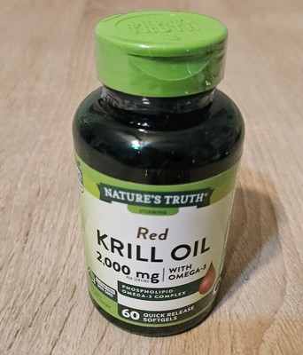 Red Krill Oil with Omega-3, 2,000 mg, 60 Quick Release Softgels Expires 10/2026