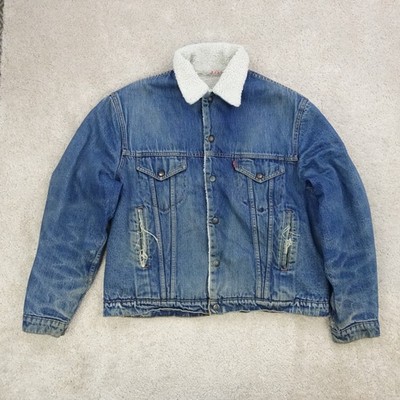 Levis Trucker Jacke Herren Extra Large Blau Denim Sherpa Gefüttert Western Klassiker