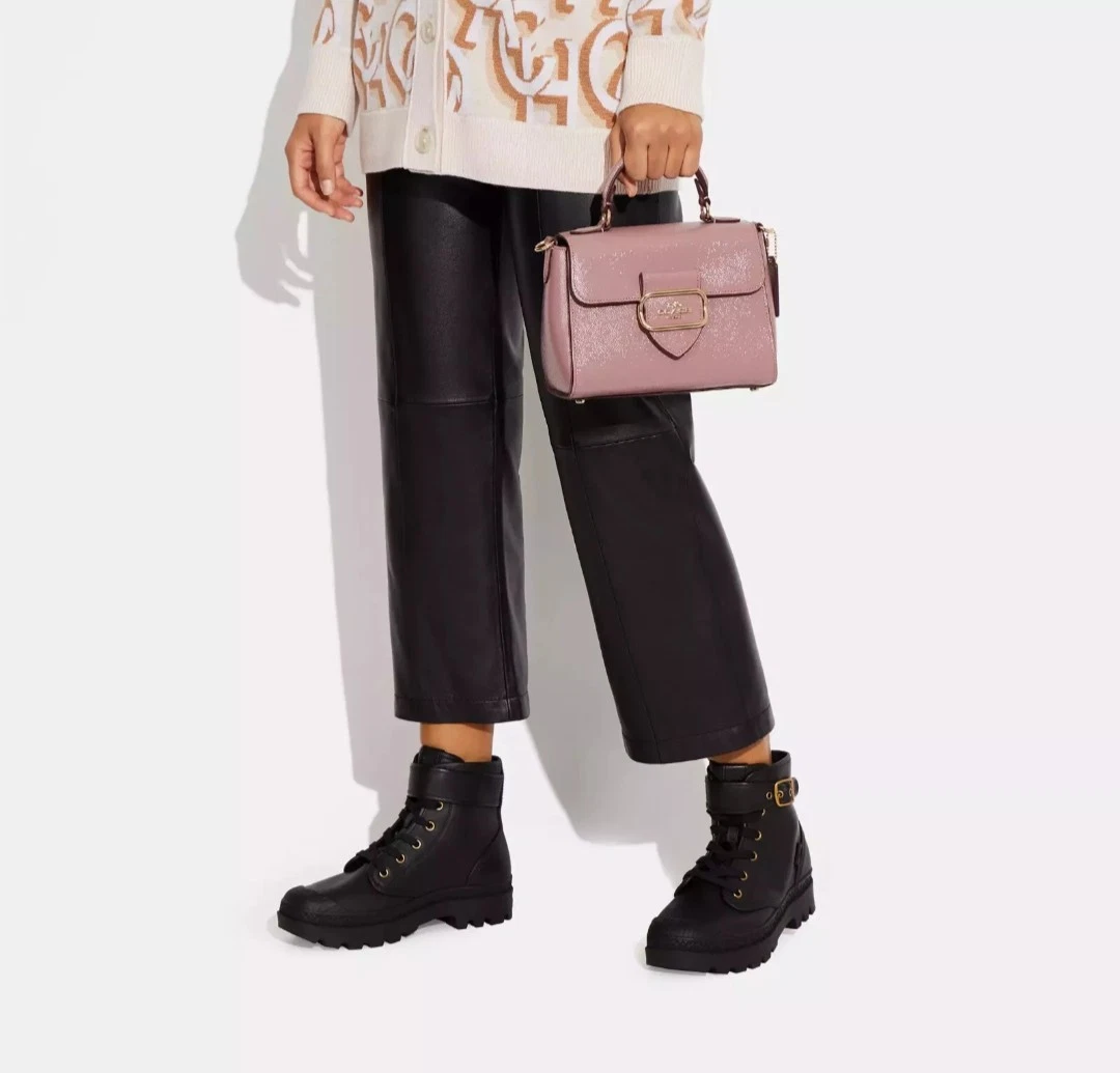 Borsa Classic Beauty.Coach CF320 Morgan manico superiore vernice pelle incrociata.