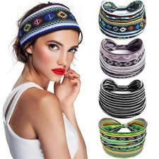 Wide Headbands for Women Non Slip Soft Fabric Hair Wrap, 4-Pcs Cloth Headbands