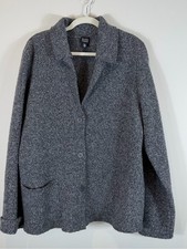 Eileen Fisher Charcoal Gray Button Front Card...