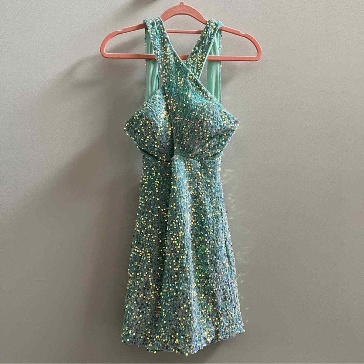 Vnaix Bridals Seafoam Green Sequin Mini Dress | eBay Vnaix Bridals Seafoam Green Sequin Mini Dress | eBay