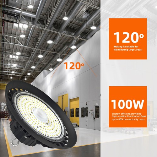4Pack 100W LED UFO High Bay Light 13000 Lumen 5000K Daylight IP65 Waterproof - Picture 4 of 8