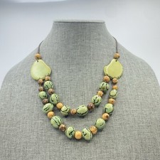 Artisan Tagua Nut Pambil Seed Necklace Adjustable Pull Cord Ethnic Bohemian Boho