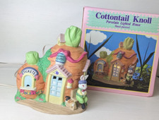 Cottontail Knoll Hand Painted Porcelain Lighted Theater Bunnies Easter Rabit