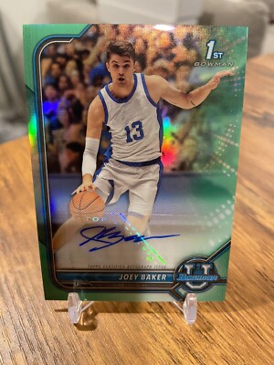 2021-22 Bowman Chrome U Joey Baker Green Refractor Rookie Auto #/99   