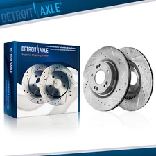 Front Drilled and Slotted Disc Brake Rotors Set for 2009 - 2011 Hyundai Genesis