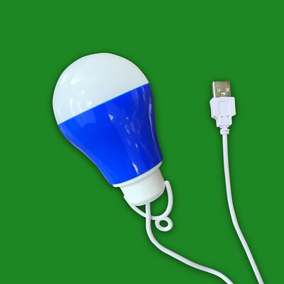 1x 3W LED 5V 3m Cable USB Switch Light Bulb Emergency Lamp Hanger Blue
