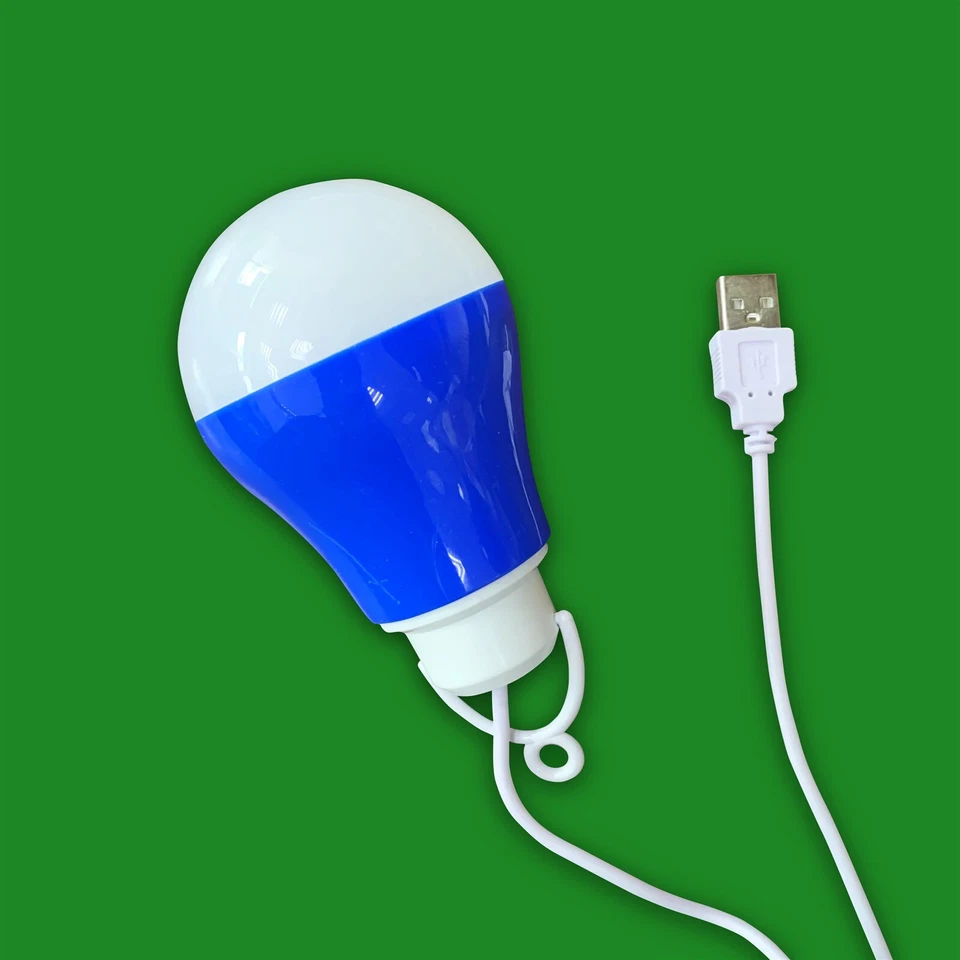 1X 3W LED 5V 3M Kabel USB Schalter Lichtbirne Notlampe Hänger Blau - Bild 1 von 1