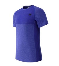 NWT New Balance 75 Men  s Seamless SS Performance Tee Large Bright Blue