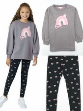 BCBG Girls 2 Piece Sweatshirt Legging Set M-10/12 , L-14/16 Gray Black Rainbow