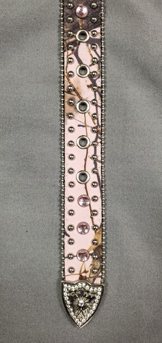 Nocona Girls Belt Pink Western Bling Rhinestone Embellished Youth Waist 20" - Picture 9 of 17