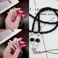 Bling Neck Crystal Bling Beads Lanyard Strap ID Name Key Card Badge Phone H4C6
