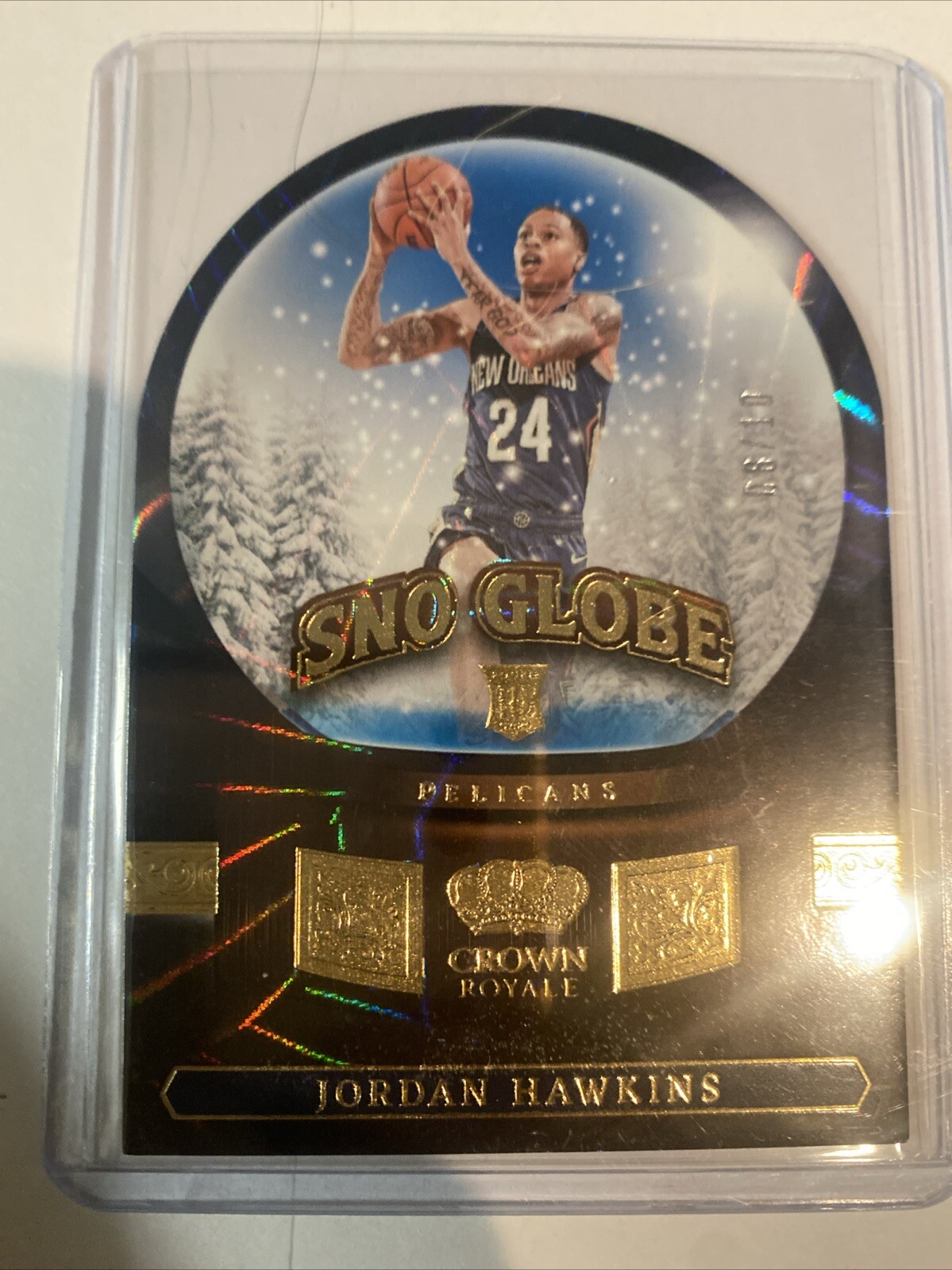 JORDAN HAWKINS 2023-24 CROWN ROYALE SNO GLOBE ROOKIE GOLD  RC /10