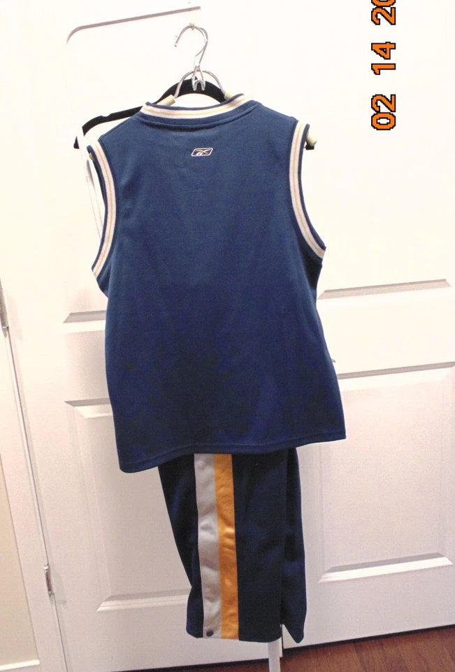 REEBOK NBA #46 -Tank Top/Tear Away Pant - Blue, Yellow, Gray- Youth SZ L (14-16) - Image 3 of 4