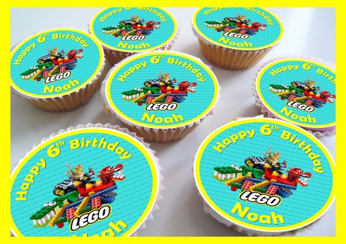 Lego Birthday Thank You Edible Personalised Cupcake Toppers Ebay