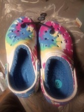 CROCS CLASSIC LINED TIE-DYE CLOG Mens 4, 6, 11 Womens 6, 8 Powder Blue/Multi NEW