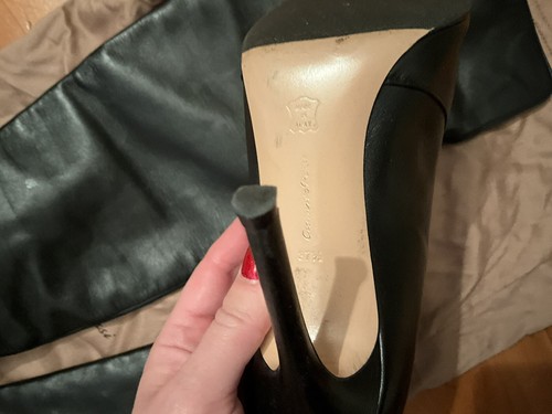 Gianvito Rossi Black Leather heel over-the-knee boots Size 37.5 US7.5 UK 4.5 - Picture 9 of 12