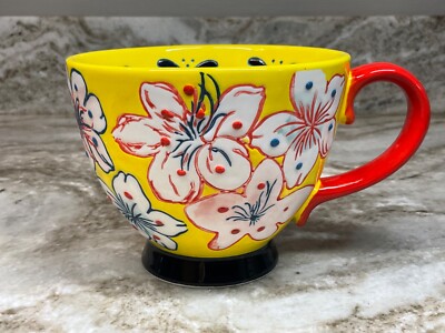 Large Coffee Mug Lemon Yellow Nobel Palace Hand Painted. Big Handle Superyes New