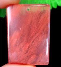 47x33x6mm Red Cherry Quartz Oblong Reiki Healing Pendant Bead BV64035