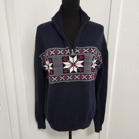 Weatherproof Mens One Ouarter Zip Pullover Mock Neck Sweater(Navy, XL) NWT