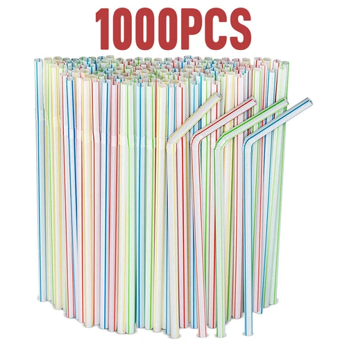 UP 2000x Multicolor Straws BPA Free Bendable Biodegradable Drinking Party Straw - Picture 7 of 12