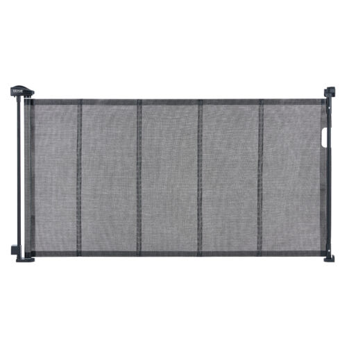 VEVOR Retractable Pet Dog Cat Baby Gate Mesh Fence Easy Install 60" Wide Black