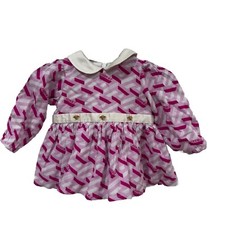 Baby Versace Kids geometric print silk dress 0-3 Months Pink Logo