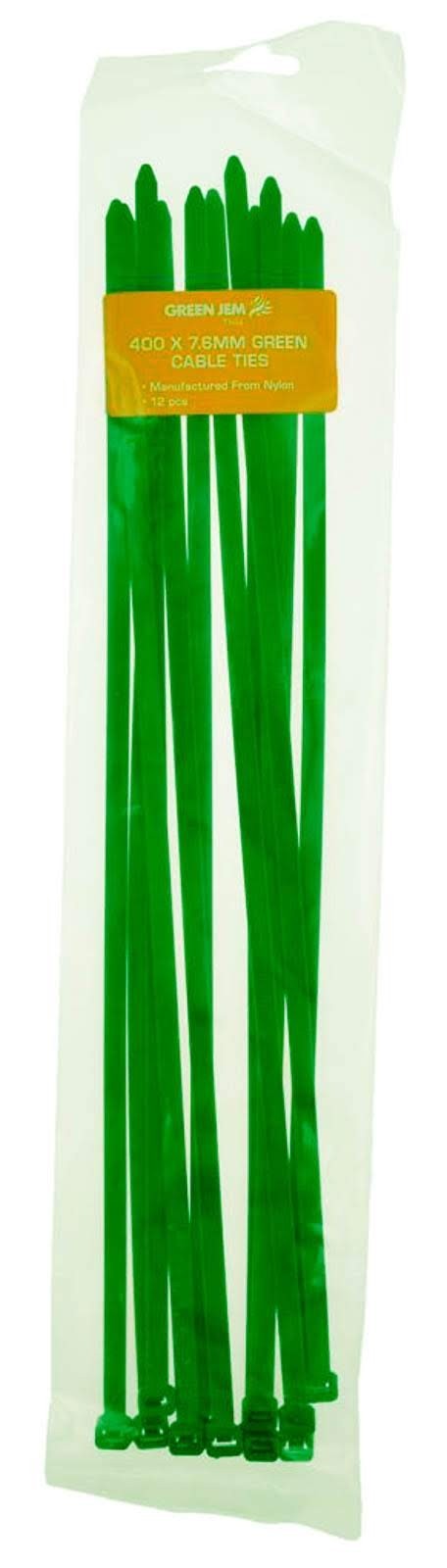 CABLE TIES WRAPS LARGE GREEN NYLON ZIP TIE 400mm x 7.6mm 12pc PACK GOOD QUALITY