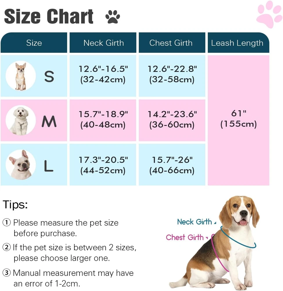 Dog Harness with Leash Set, X-Frame No Pull Pet Harness, Adjustable Choke Free D