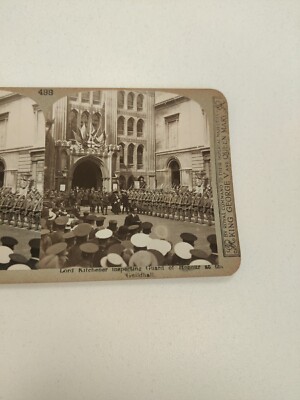 WW1 Stereoskop Ansichtskarte Foto Lord Kitchner Gildenhalle Garde Inspektion 488