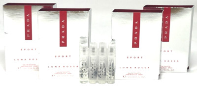 (4) Prada Luna Rossa Sport Eau De Toilette Spray 0.04 fl oz Each SAMPLE VIALS