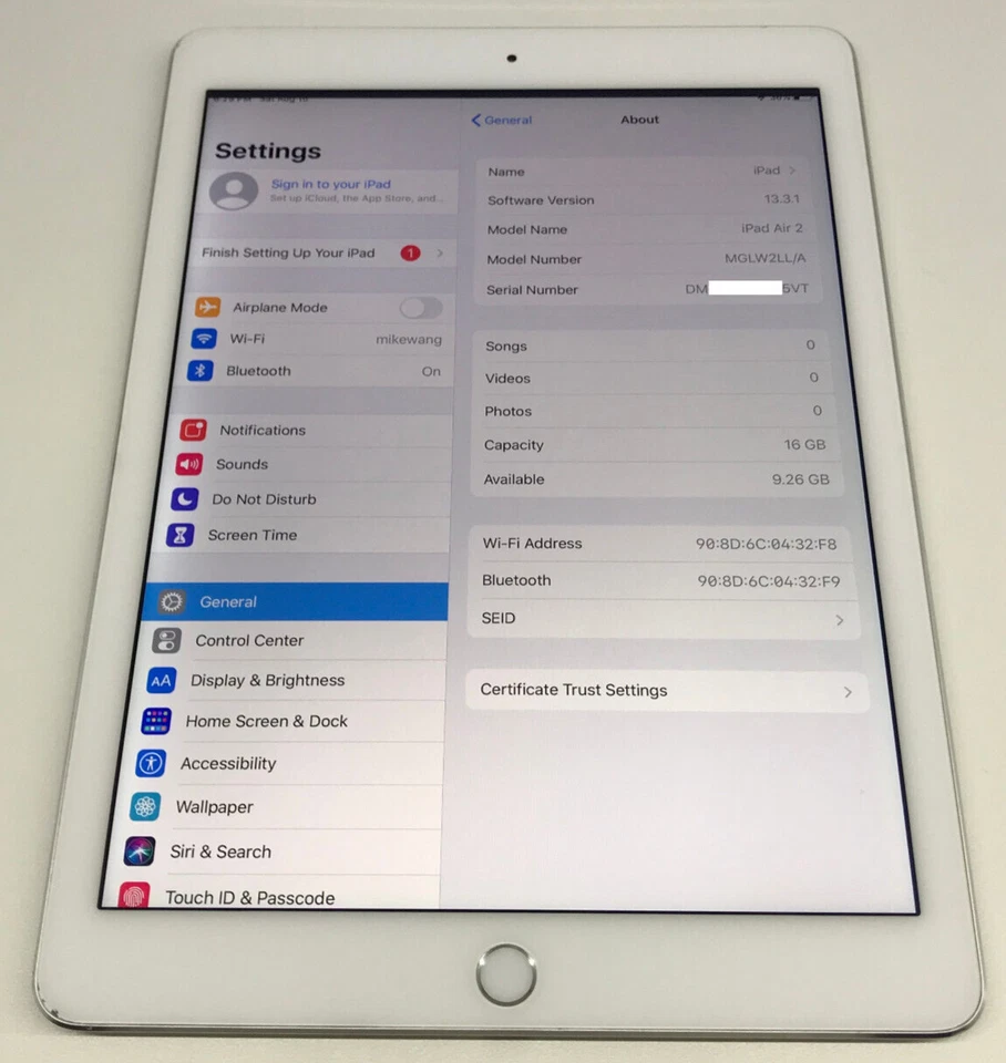 Apple iPad Air 2 A1566 16GB WiFi  9.7in MGLW2CL/A - White Tested - Image 2 of 4