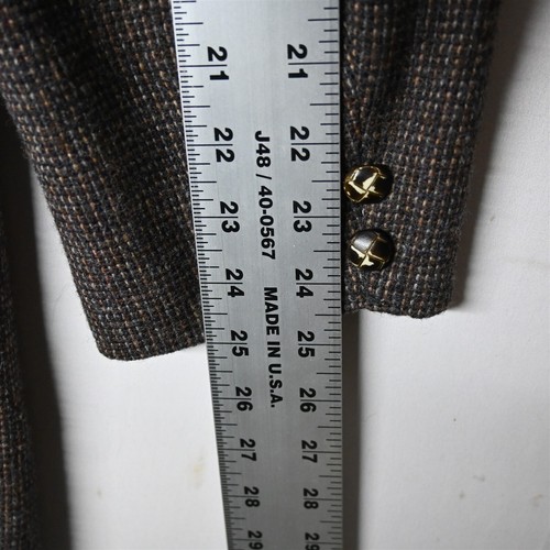 Vtg USA Made 44L Brown Tweed Western Yoke Rodeo USA Made Blazer Jacket Coat - Picture 9 of 12