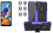 Image of SAMSUNG GALAXY A21s Tough Armour Shock Proof Case Stand + 2x Glass Screen Cover