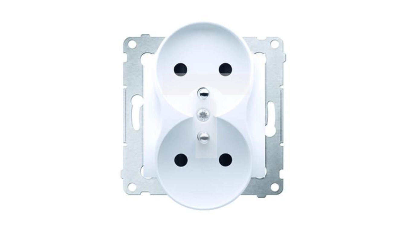 Simon 54 Double socket z / u 16A IP20 with a shutter, white DGZ2MZ.01 / 1 /T2UK