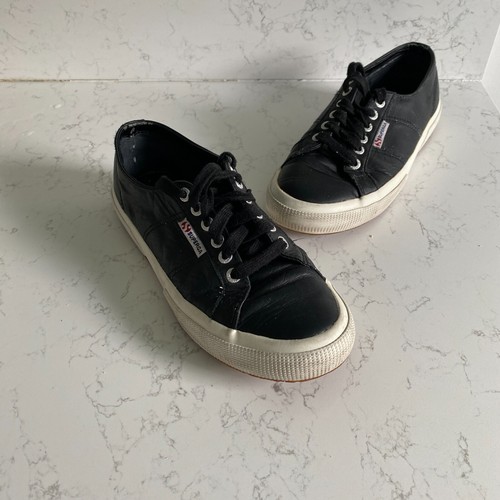 Superga 2750 Women's Black Bristol Low Top Leather Sneakers Size 8 S00C780 Fall - Picture 6 of 14