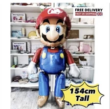 Super Mario Airwalker 60" Tall Birthday Party Jumbo 3D Balloon Helium Foil UK