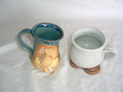 cigarette mug Vintage Art Pottery Stoneware Funny Face Smoking Man Cigarette Mug Stein  Footed