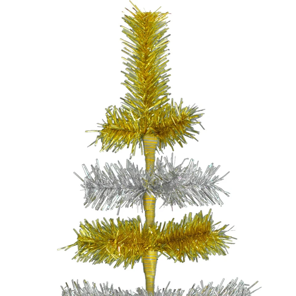 Gold & Silver Layered Tinsel Christmas Tree Stand Included, Centerpiece Tree - Image 2 of 4