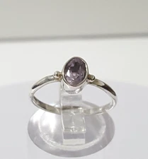 Gorgeous Sparkling Real Amethyst Stone Ring 925 Silver Size M1/2~N #315361