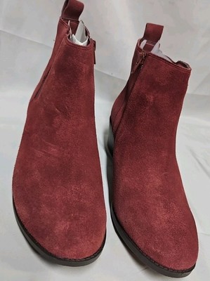 Vionic Womens Sz 9.5 Water-Repellent Suede Ankle Boots Roseland Shiraz Pink NWOB