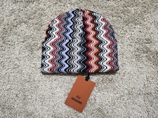 Missoni Chevron Knit Wool Blend Unisex Geometric Zig Zag Beanie Italy NWT $265