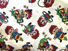 Vintage Raggedy Ann and Andy cotton fabric - 1 1/2 yard - READ
