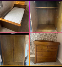 Silver Cross wood nursery furniture. Wardrobe, cot bed, drawers/ changing table