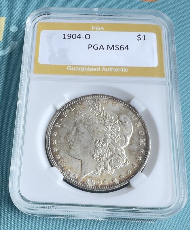 1904 O Morgan Silver Dollar PGA SLABBED 64 Toned Uncirculated -