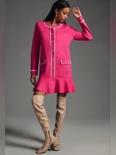 Anthropologie Endless Rose Mini Sweater Dress Women’s S Pink Ponte Knit Elegance