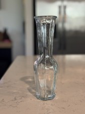 Paneled Clear Glass Vase 9 Inches Tall Excellent Condition Vintage