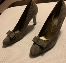 Salvatore Ferragamo grey suede pumps
